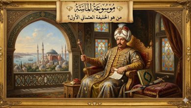 لوحة تاريخية للسلطان سليم الأول أول خلفاء الدولة العثمانية مع شعار موسوعة الماسة".