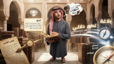 صورة تجمع بين رجل أنيق بالزي الخليجي ومعجم لغة عربية قديم لشرح معنى كلمة كشخة".