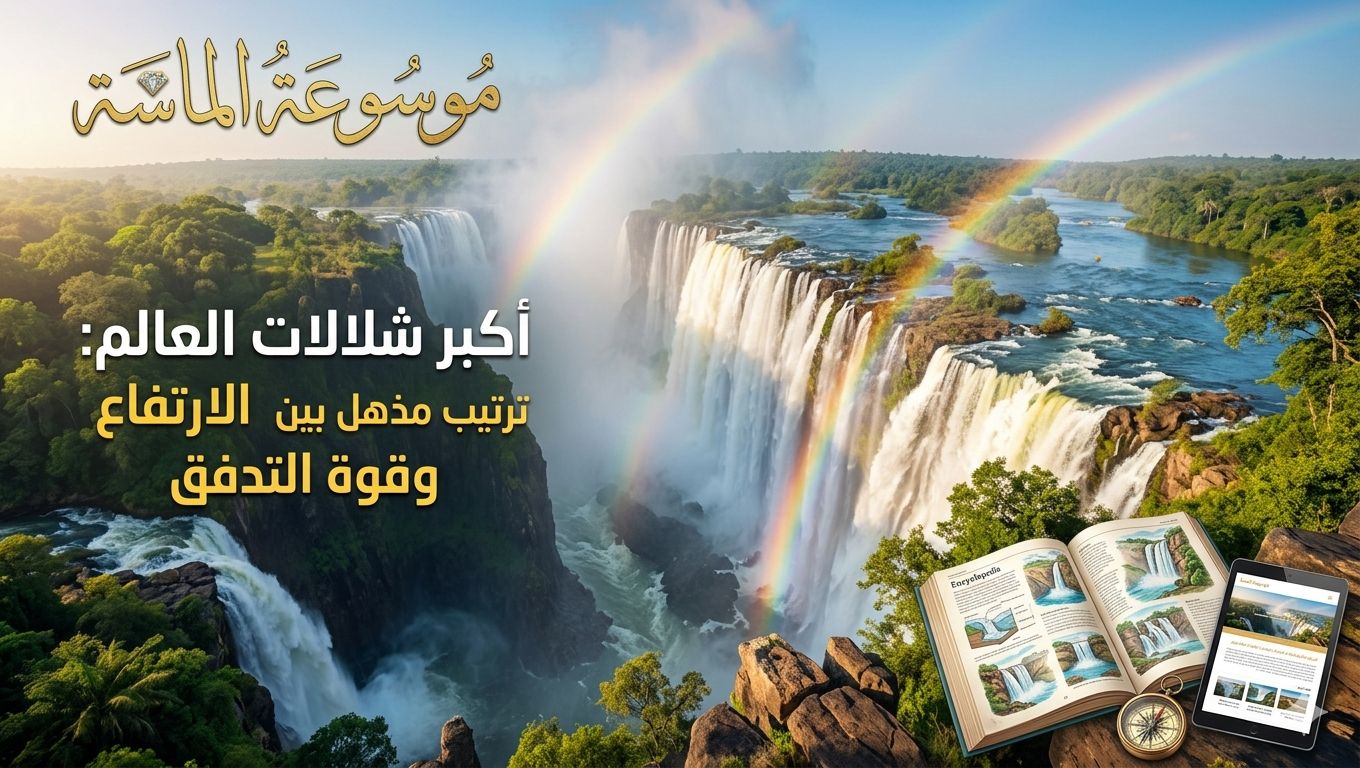 بانورامي لشلالات فيكتوريا العريضة مع قوس قزح - موسوعة الماسة.