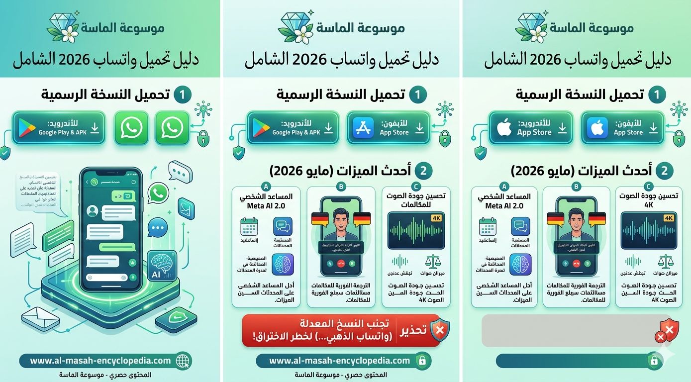 خطوات تحميل واتساب الأصلي 2026 ومميزات التحديث الجديد - موسوعة الماسة"