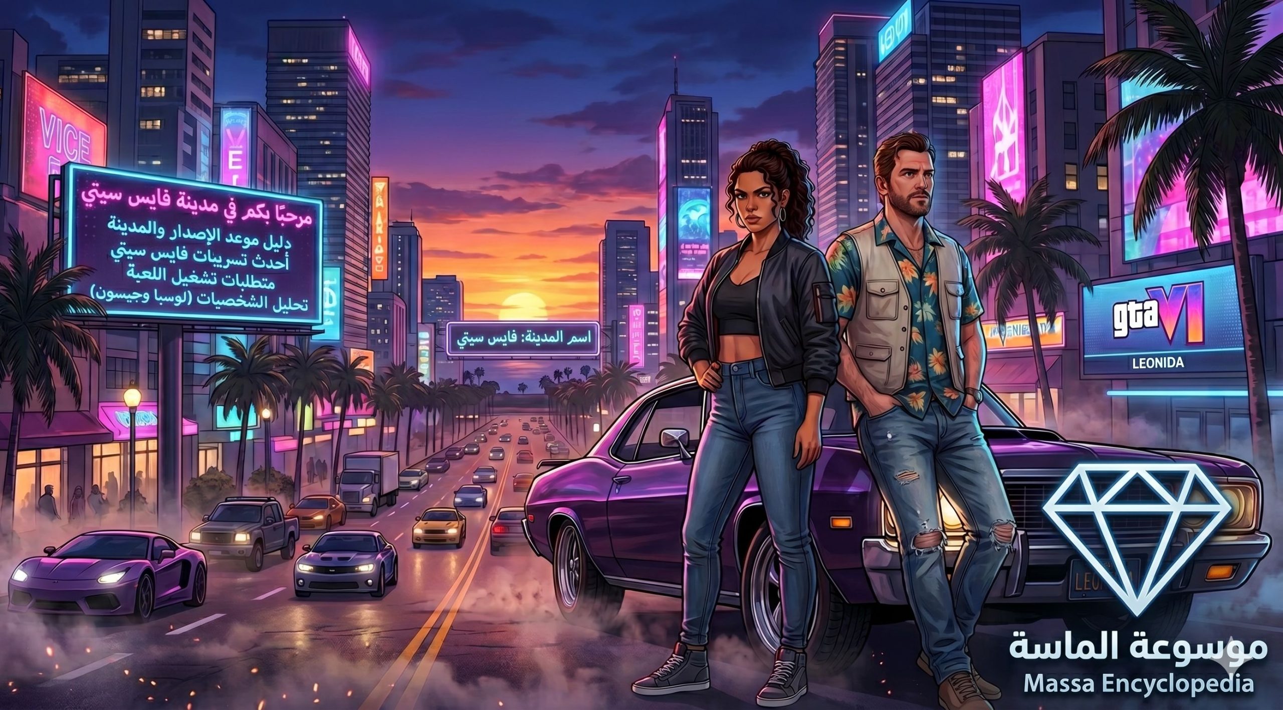 لعبة GTA 6 في فايس سيتي مع شخصيات لوسيا وجيسون - موسوعة الماسة