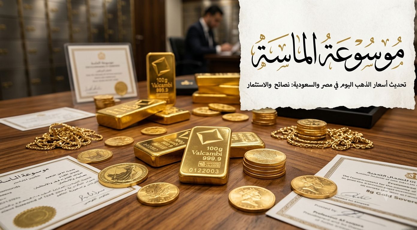 ذهبية متنوعة على طاولة خشبية تعبر عن تحديث أسعار الذهب اليوم في مصر والسعودية